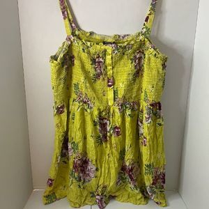 Torrid Lime Green Floral Challis Smocked Babydoll Tunic Cami Top Size 4x